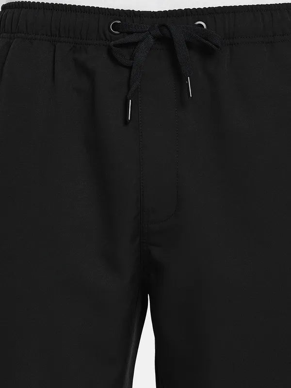 Men Black Solid Cotton Track Pants