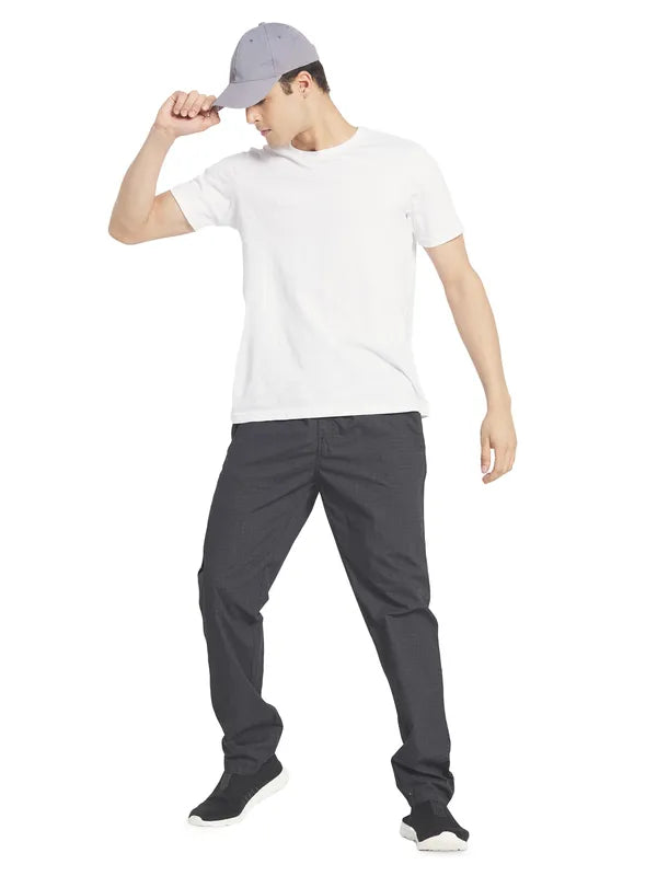 Octave Men Plus Size Black Checked Cotton Track Pants