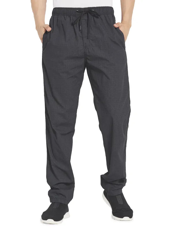 Octave Men Plus Size Black Checked Cotton Track Pants