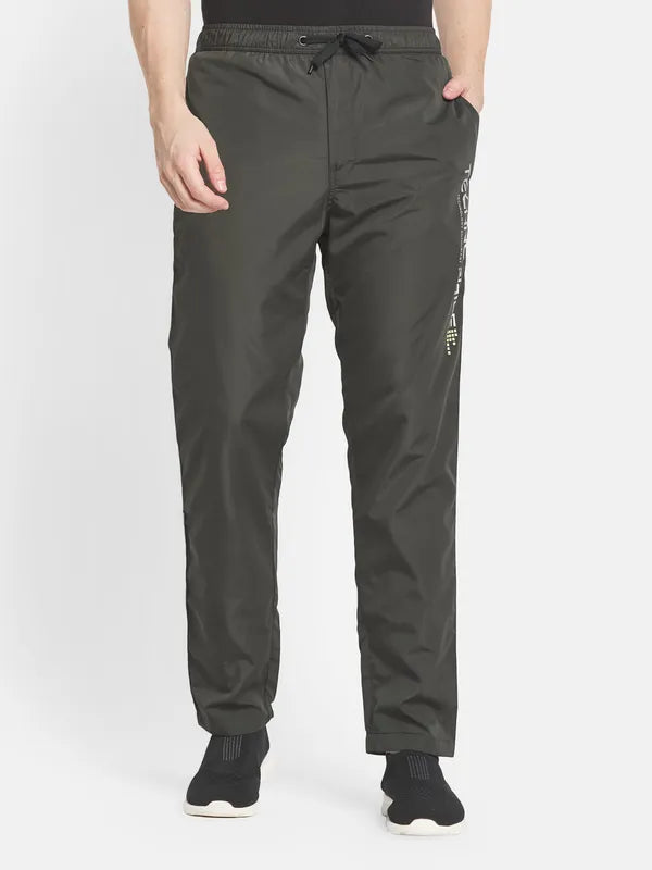 Men Green Solid Cotton Track Pants