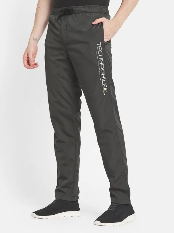 Men Green Solid Cotton Track Pants