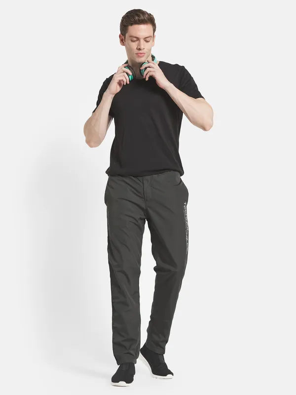 Men Green Solid Cotton Track Pants