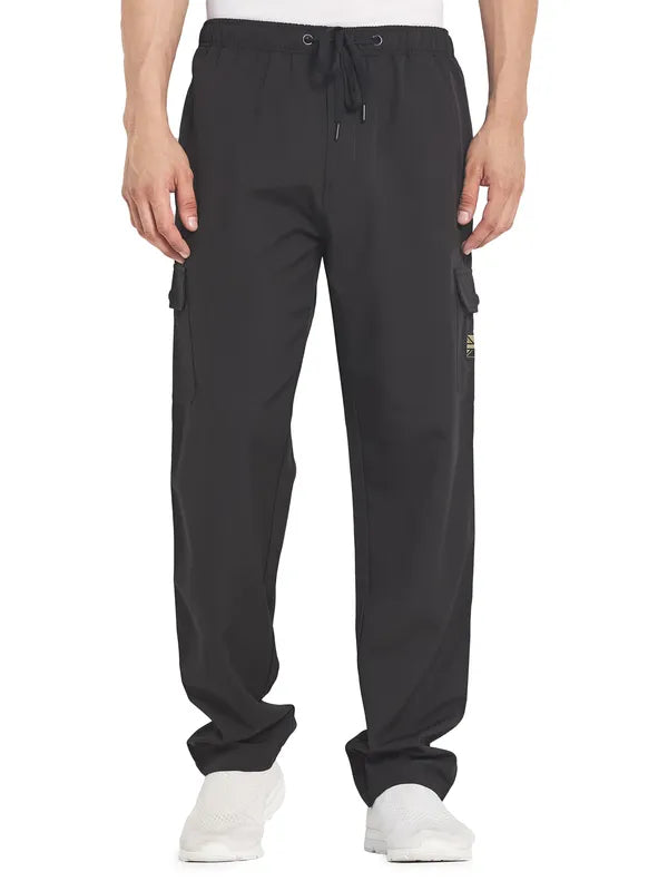 Octave Men Black Solid Cotton Track Pants