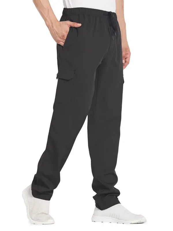 Octave Men Black Solid Cotton Track Pants