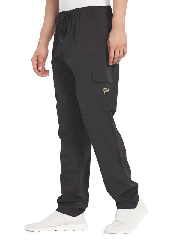 Octave Men Black Solid Cotton Track Pants