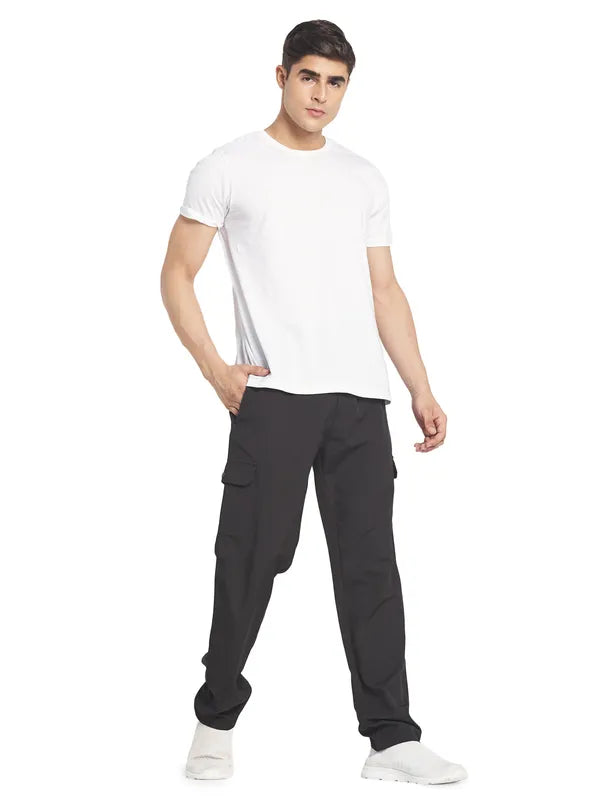 Octave Men Black Solid Cotton Track Pants