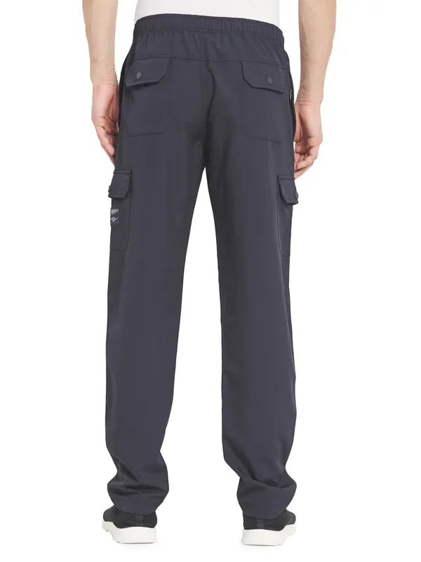 Octave Men Navy Blue Solid Cotton Track Pants