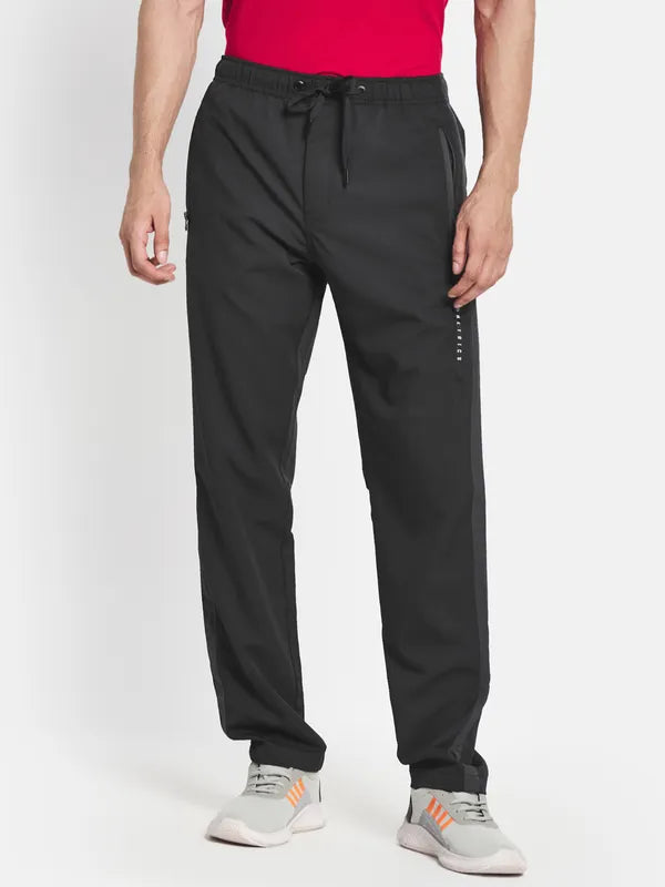 Men Black Solid Cotton Track Pants