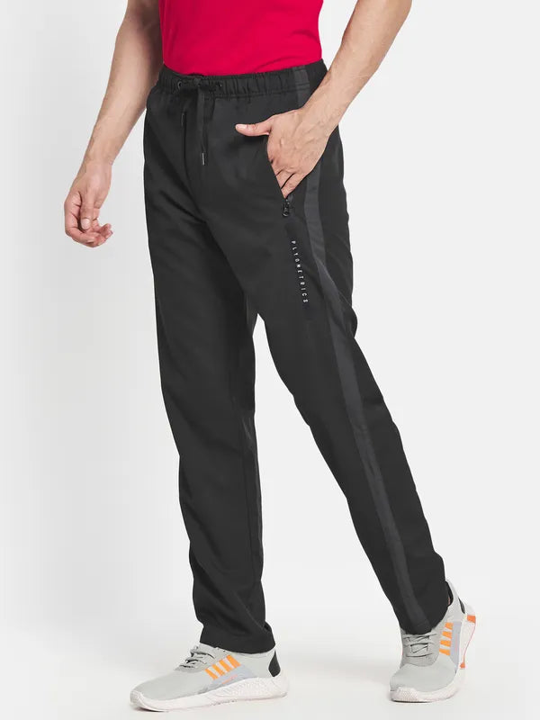 Men Black Solid Cotton Track Pants