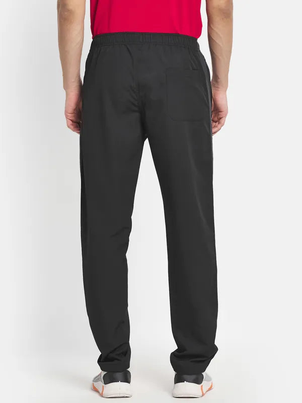 Men Black Solid Cotton Track Pants