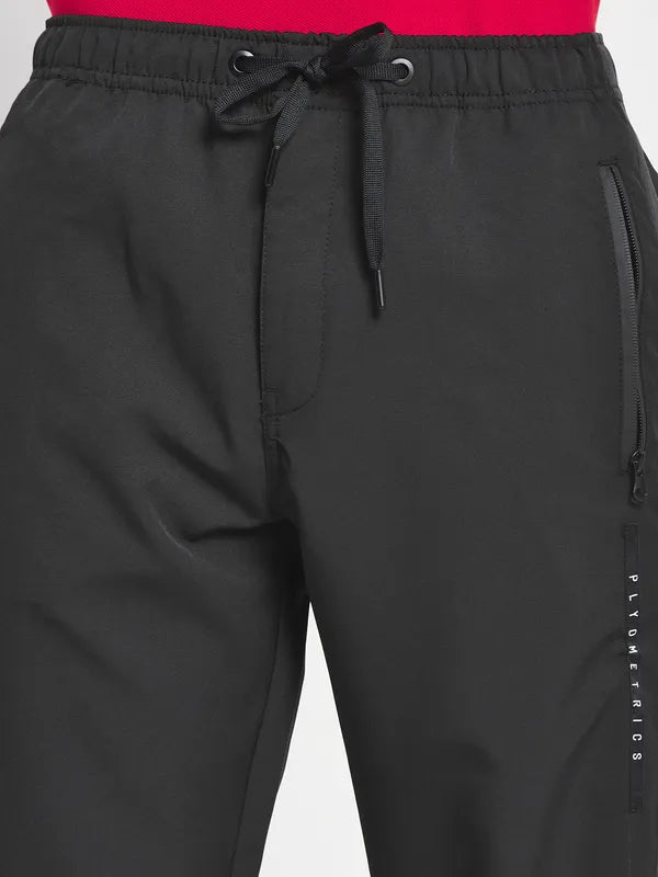 Men Black Solid Cotton Track Pants