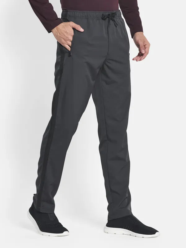 Men Grey Solid Cotton Track Pants