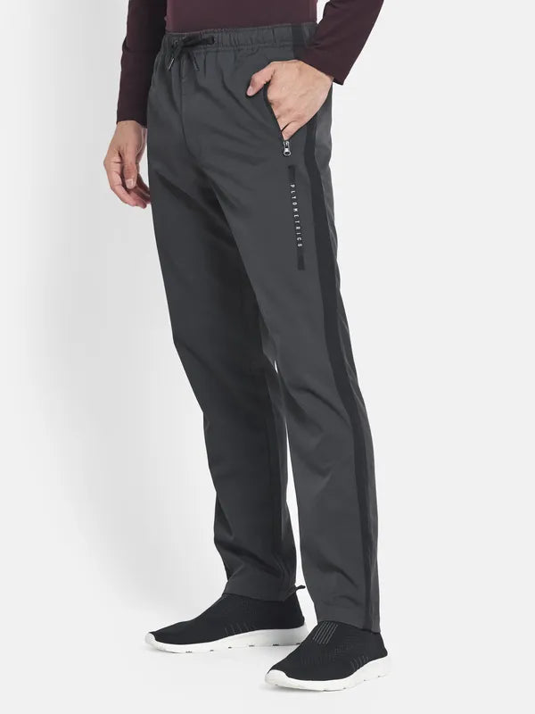 Men Grey Solid Cotton Track Pants