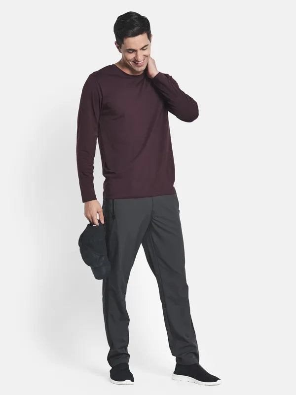 Men Grey Solid Cotton Track Pants