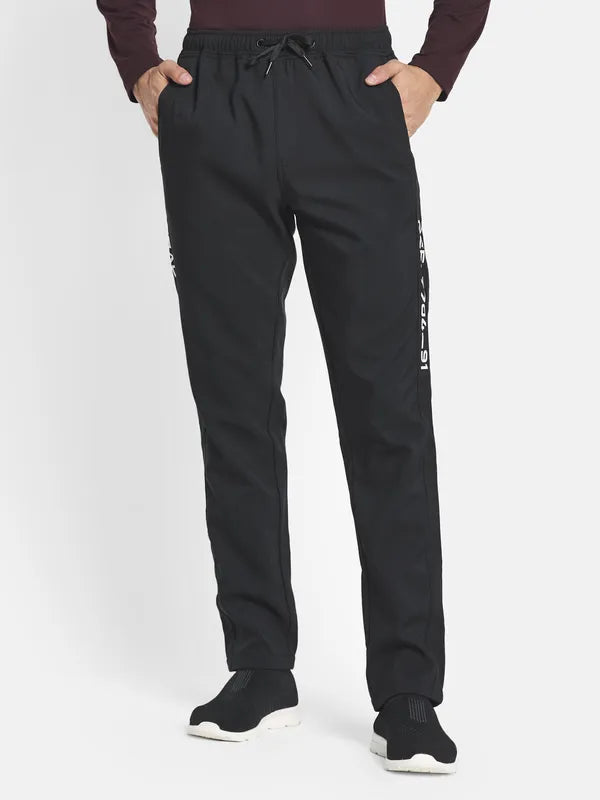 Men Black Solid Cotton Track Pants