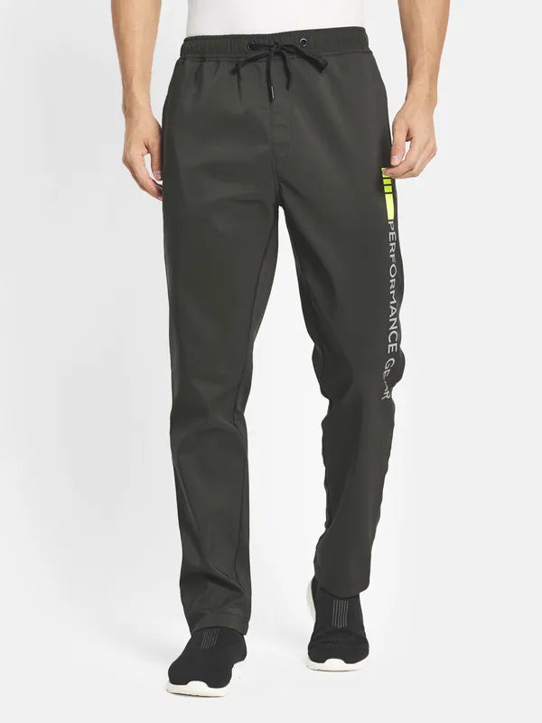 Men Olive Cotton Track Pants