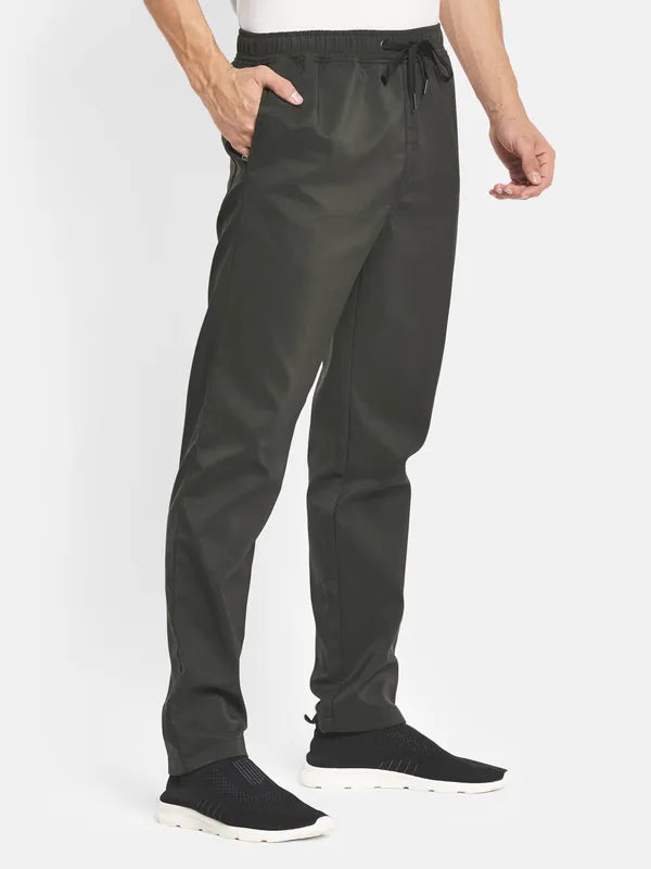 Men Olive Cotton Track Pants