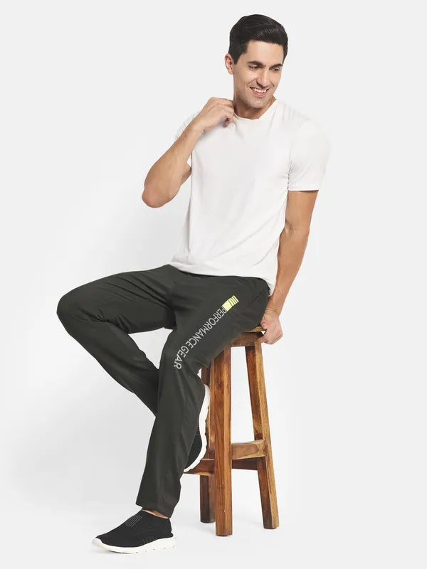 Men Olive Cotton Track Pants