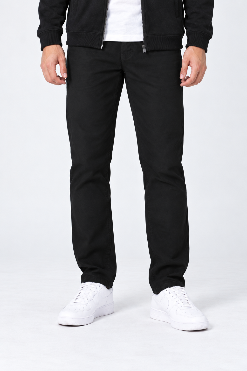 Men’s Regular Fit Woven Cotton Blend Jersey Lower – Black