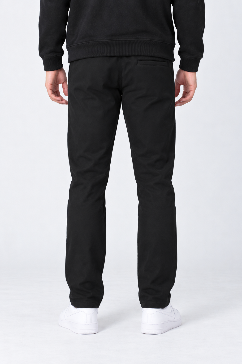 Men’s Regular Fit Woven Cotton Blend Jersey Lower – Black