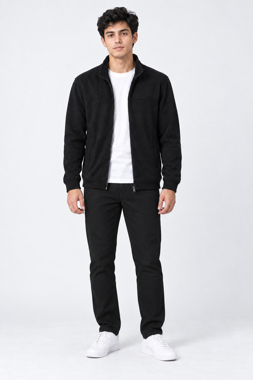 Men’s Regular Fit Woven Cotton Blend Jersey Lower – Black