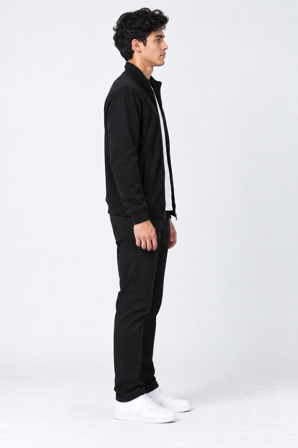 Men’s Regular Fit Woven Cotton Blend Jersey Lower – Black