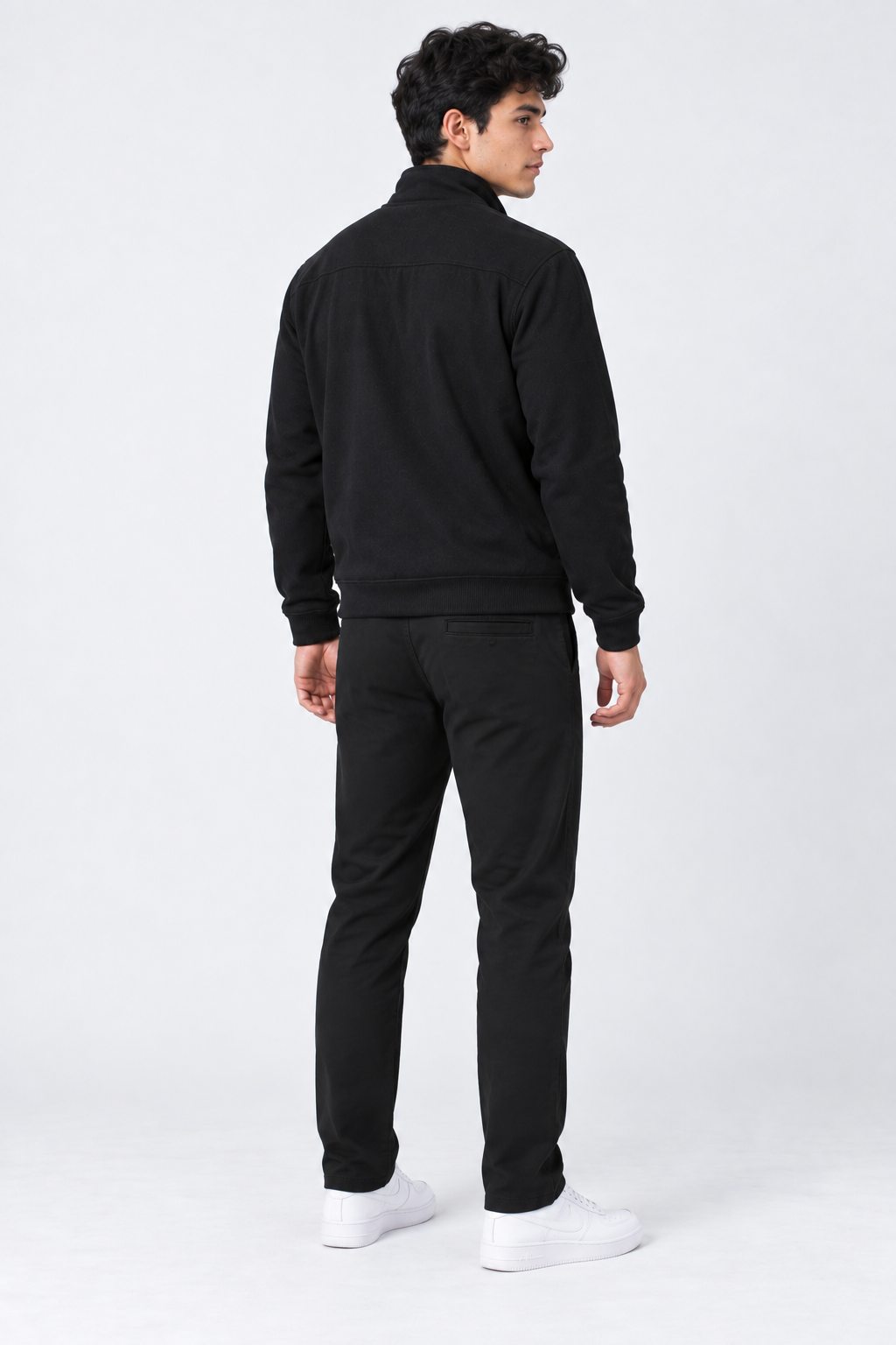 Men’s Regular Fit Woven Cotton Blend Jersey Lower – Black