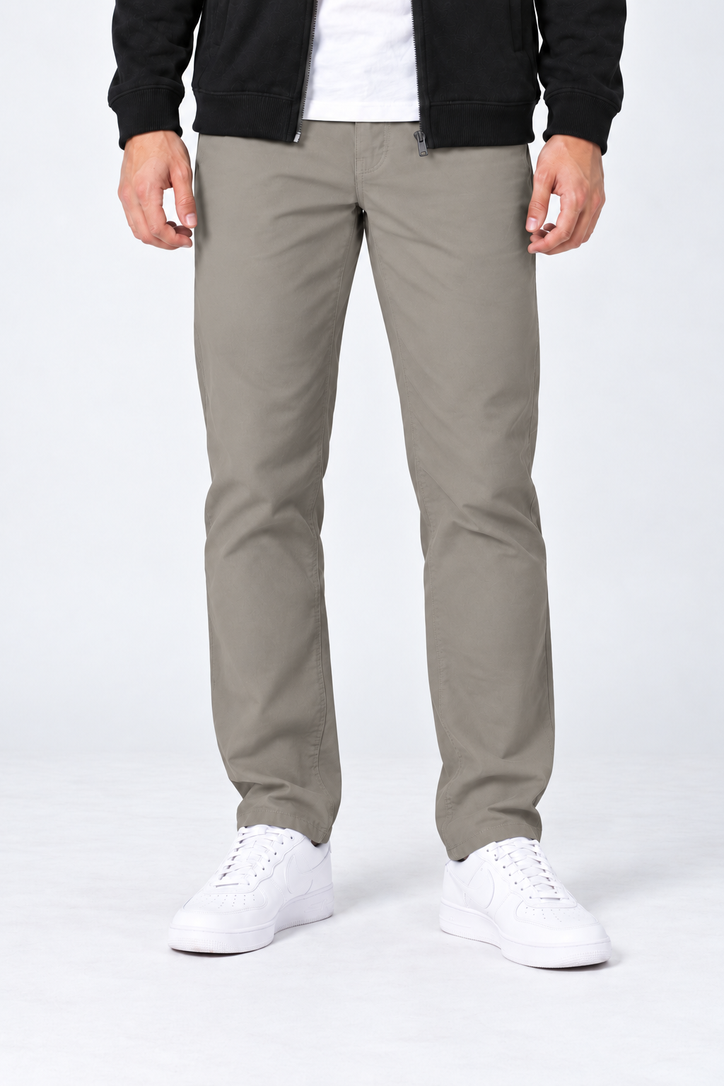 Men’s Regular Fit Woven Cotton Blend Jersey Lower – Cement