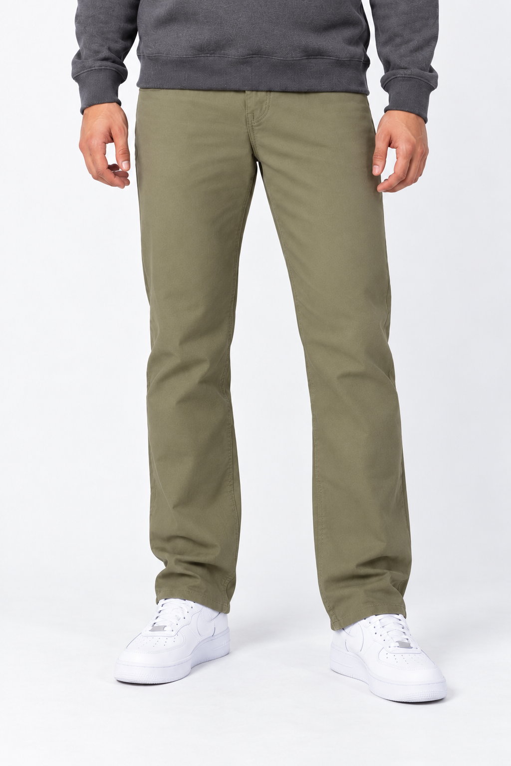 Men’s Regular Fit Woven Cotton Blend Jersey Lower – Light Olive