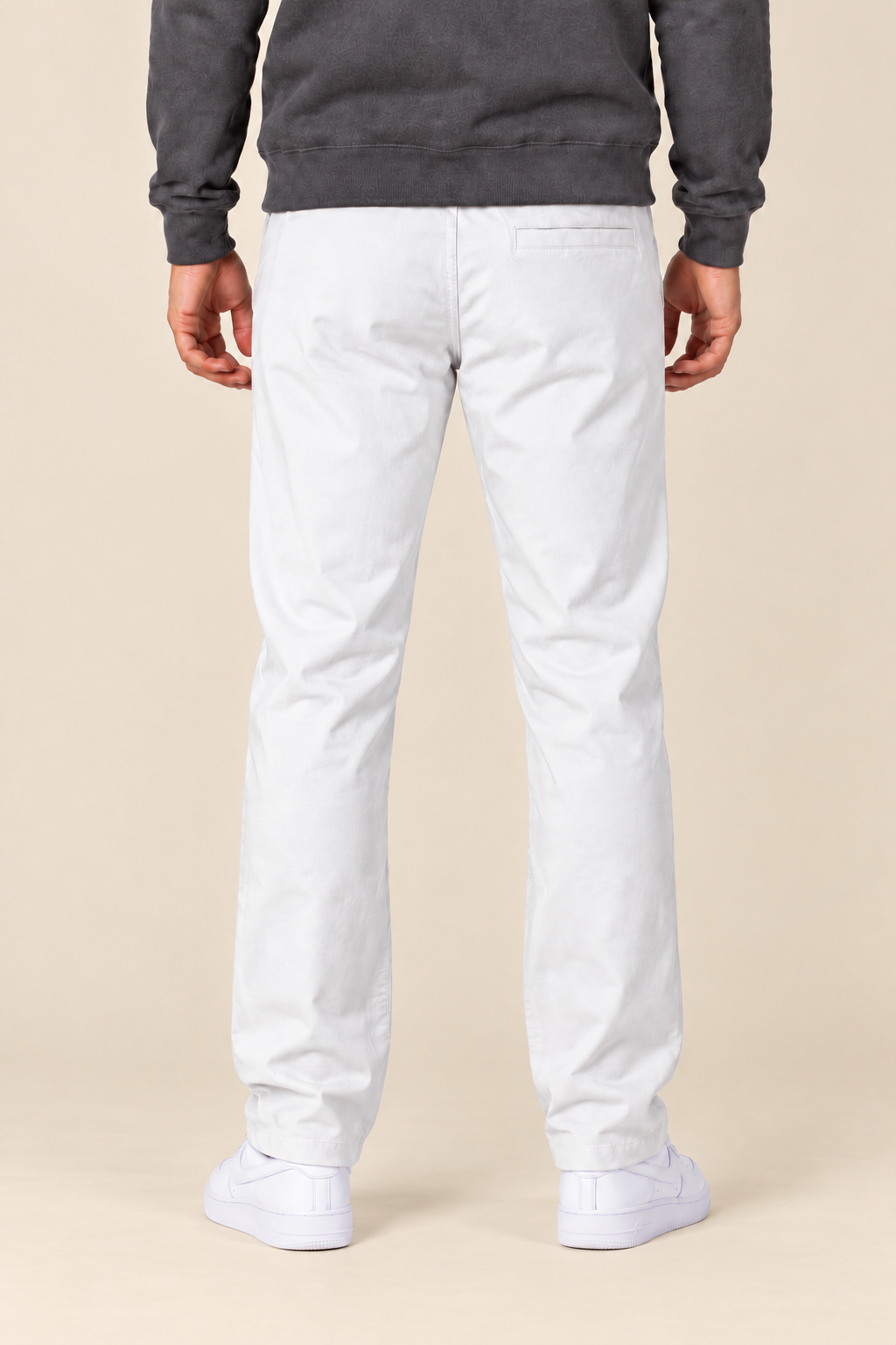Men’s Regular Fit Woven Cotton Blend Jersey Lower – White