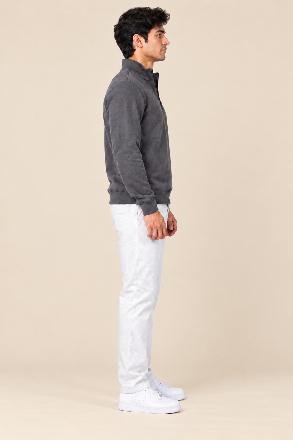 Men’s Regular Fit Woven Cotton Blend Jersey Lower – White