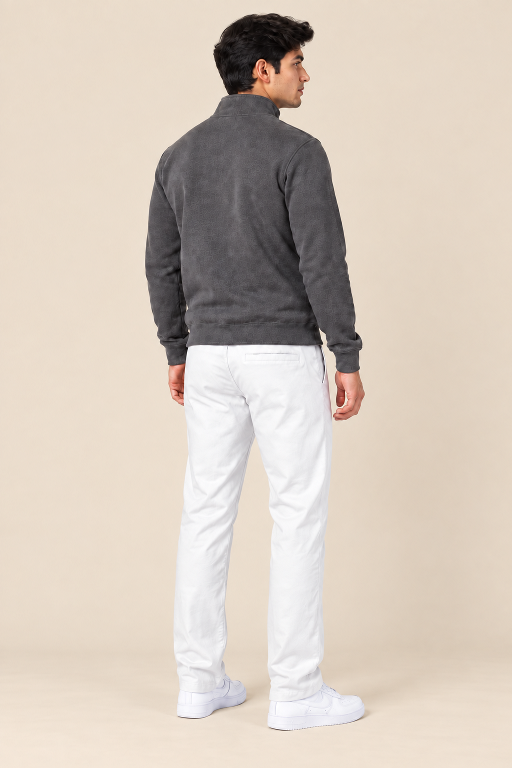 Men’s Regular Fit Woven Cotton Blend Jersey Lower – White