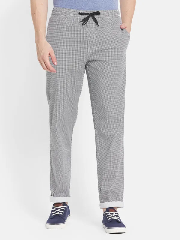 Men Grey Printed Cotton Track Pants