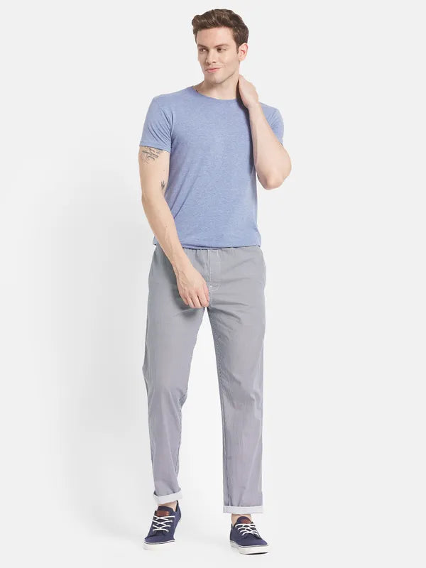 Men Blue Printed Cotton Track Pant