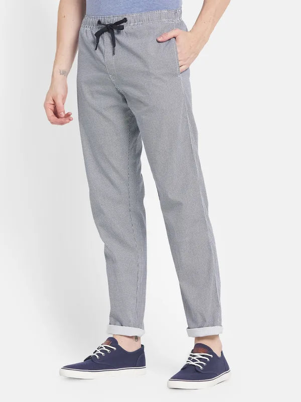 Men Blue Printed Cotton Track Pant