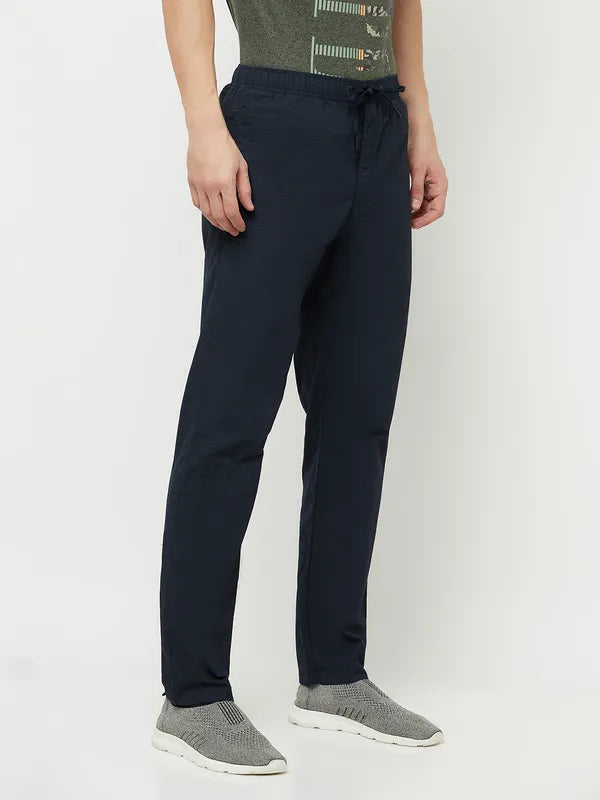 Octave Men Navy Blue Solid Track Pants