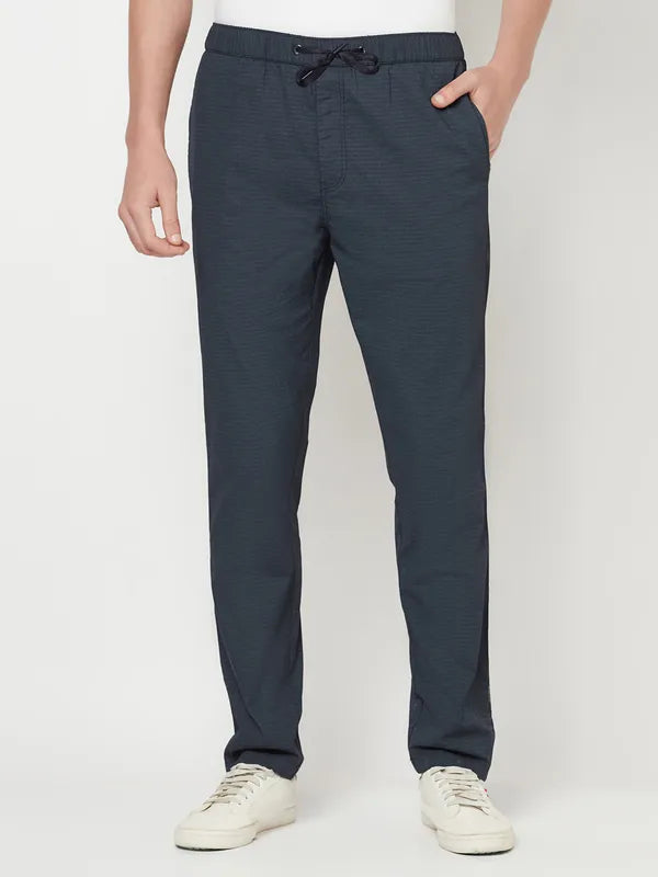 Octave Men Navy Blue Cotton Track Pants