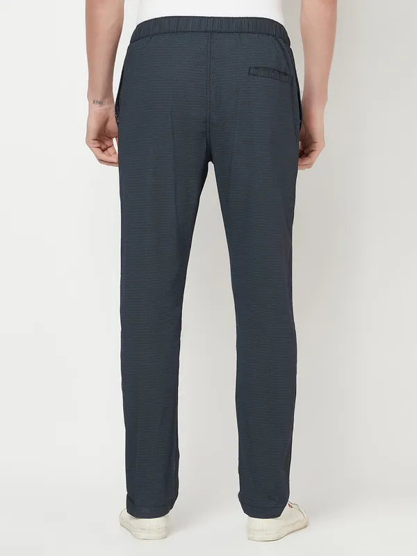 Octave Men Navy Blue Cotton Track Pants