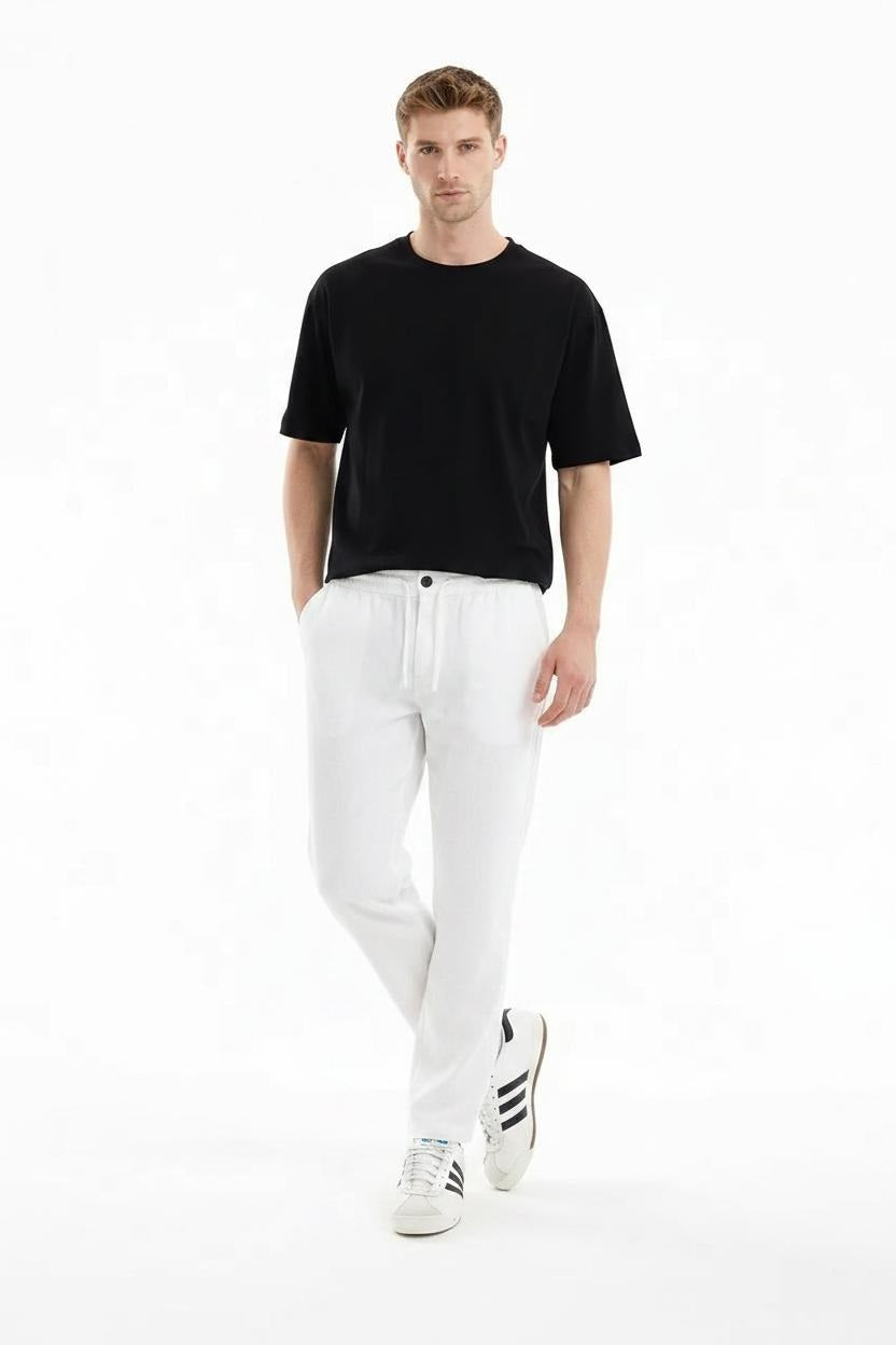 Men White Regular Fit Track Pants