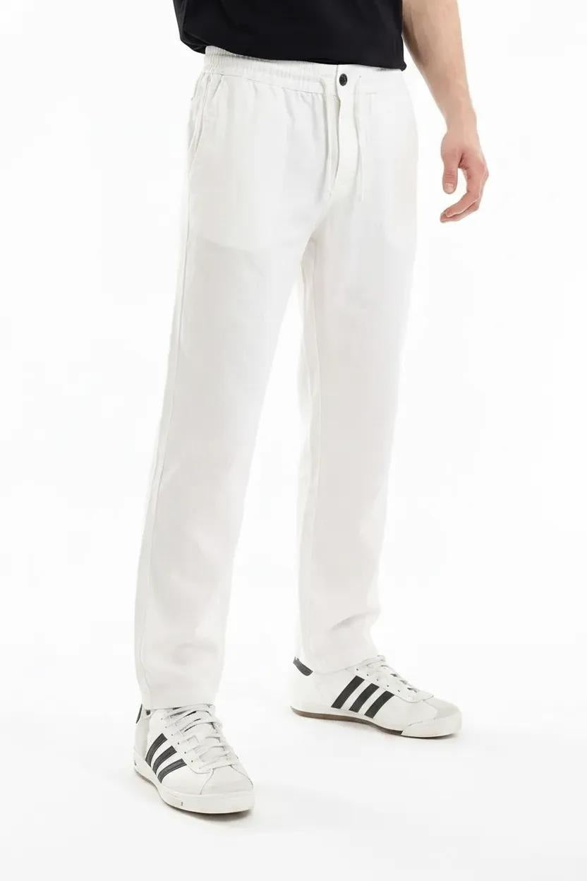 Men White Regular Fit Track Pants