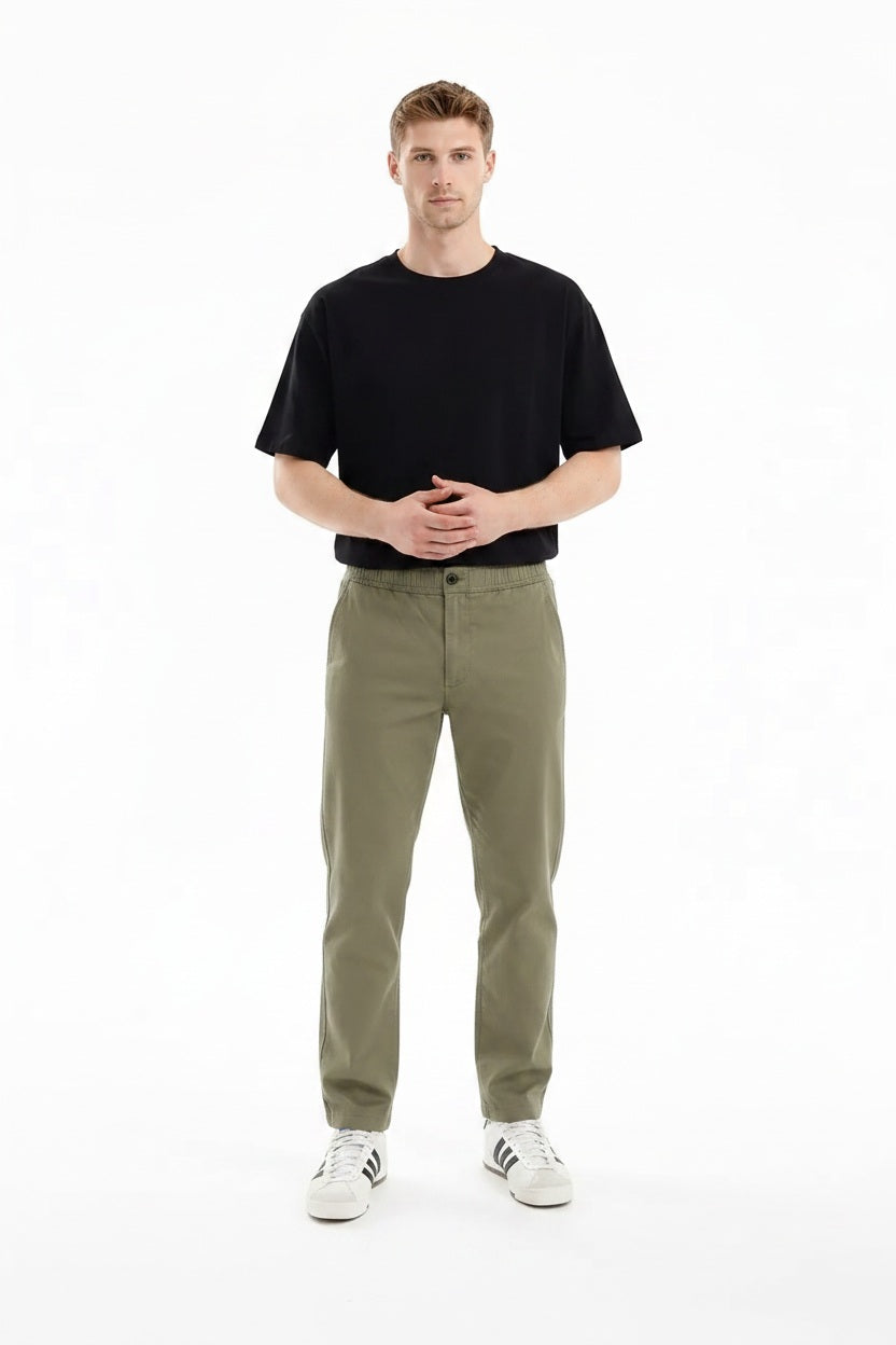 Men Light Olive Regular Fit Track Pants