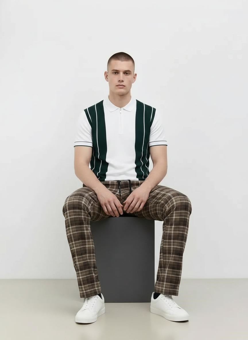 Men Regular Fit Checked Track Pants