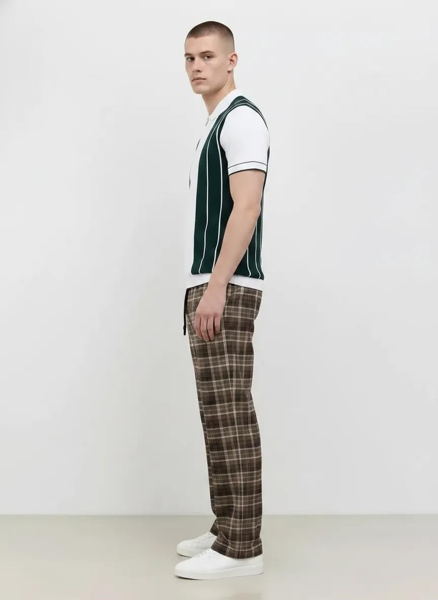 Men Regular Fit Checked Track Pants
