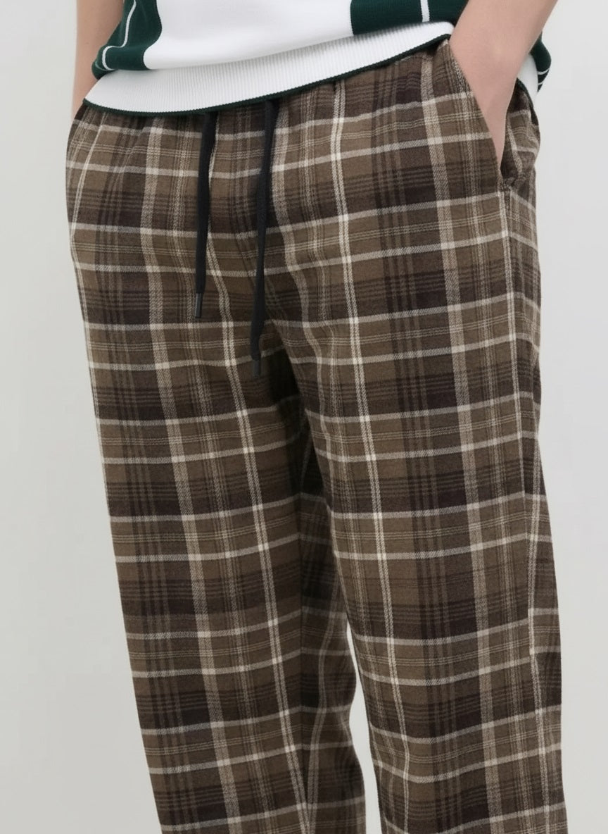 Men Regular Fit Checked Track Pants