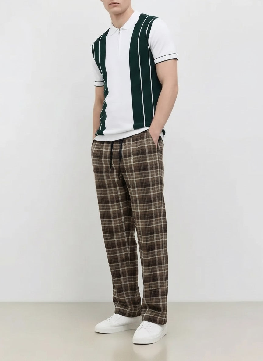Men Regular Fit Checked Track Pants