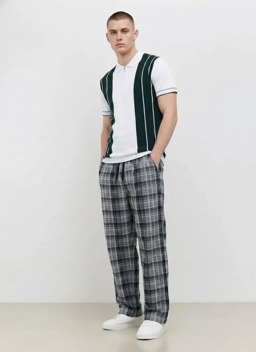 Men Regular Fit Checked Track Pants