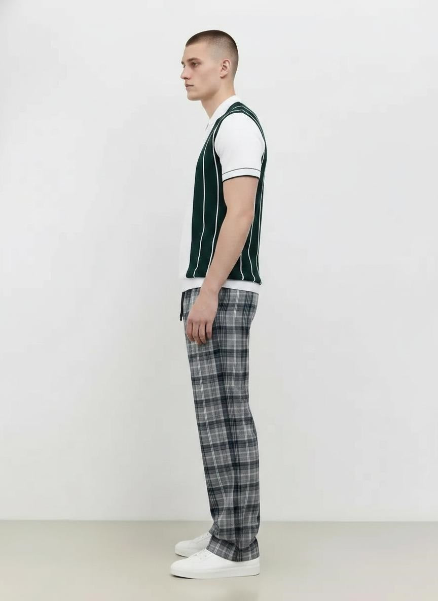 Men Regular Fit Checked Track Pants