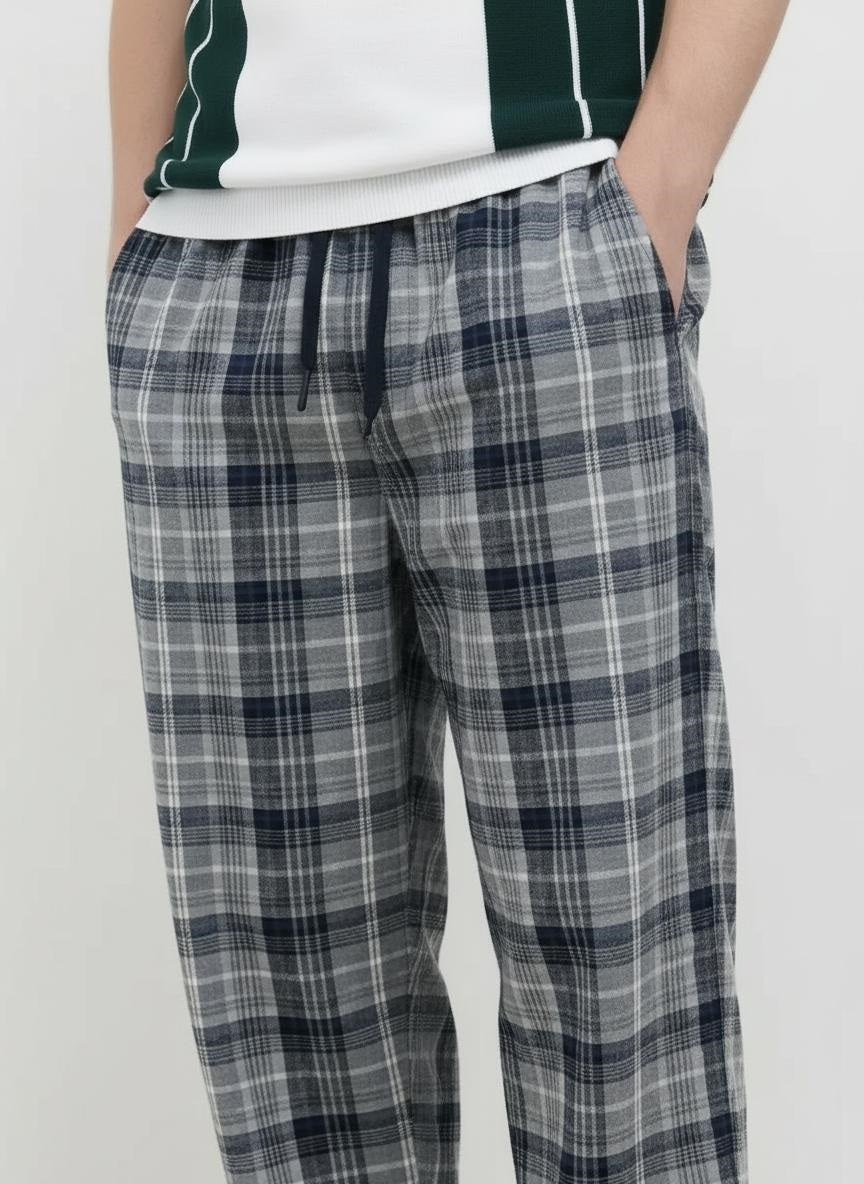 Men Regular Fit Checked Track Pants