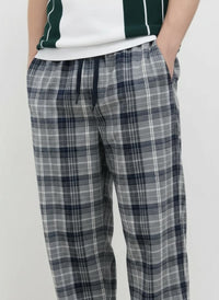 Men Regular Fit Checked Track Pants