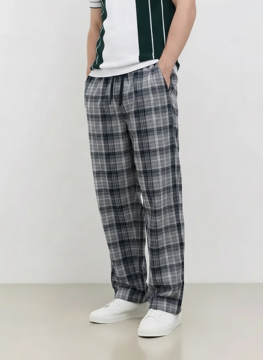 Men Regular Fit Checked Track Pants